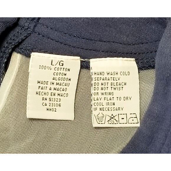 Vtg MS CHAUS KNITS Navy Blue Dress Sz Large Cotton Long Sleeves 1980s - Picture 8 of 8